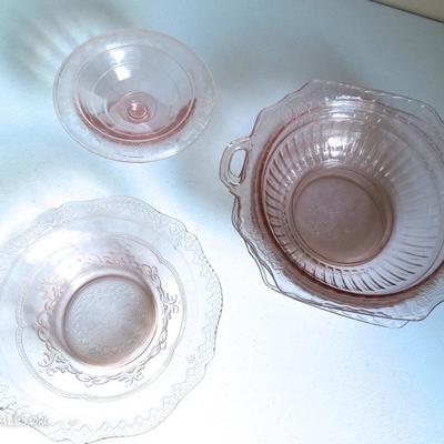 4 pcs. Pink Depression Glass