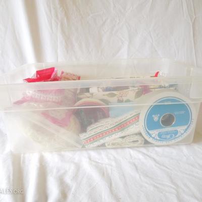 Small Bin of Ribbon and Bric a Brac