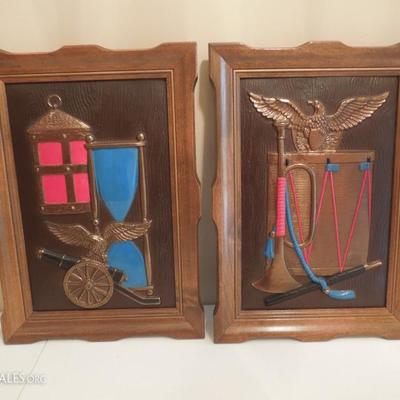 Pair of Framed Early American 3D Theme Wall Decor