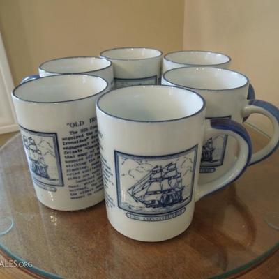 set of 6 Old Ironsides Ceramic Mugs