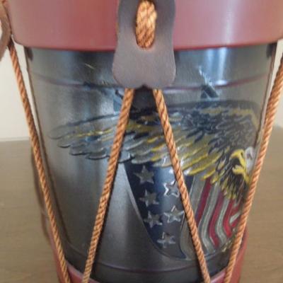 Tin Drum Lamp with Burlap Shade