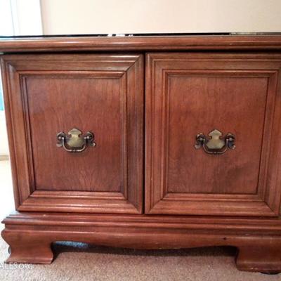 Square Maple Side Table Storage Cabinet