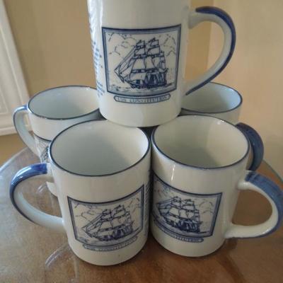 set of 6 Old Ironsides Ceramic Mugs