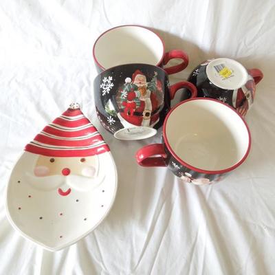 Christmas Mugs and Cookie Plate