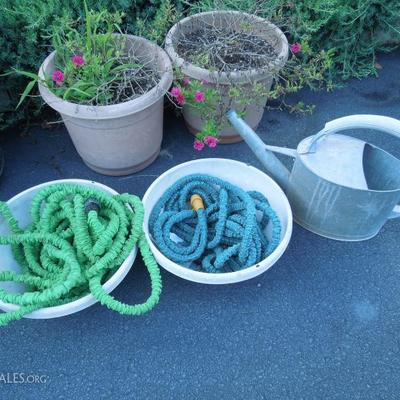 Two Hoses and a Galvanized Watering Can