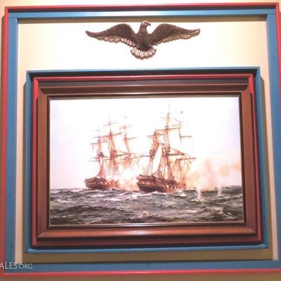 Large Triple Custom Framed Print of Clipper Ship