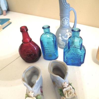 Plastic Shoe Box of Miniature Glass, China and Brass