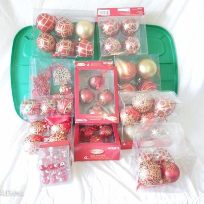 Large Bin of Glass Ornaments, etc