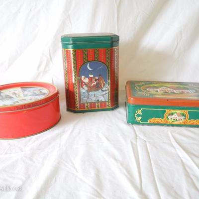3 Christmas Cookie tins