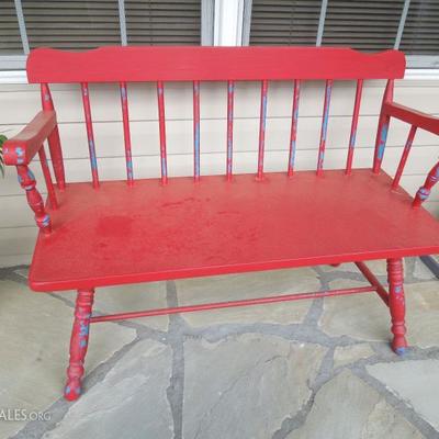 Painted Wood Windsor Style Bench