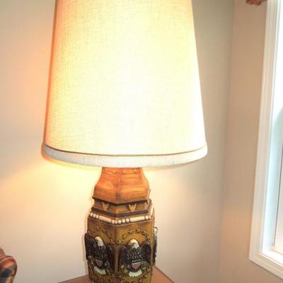 Large Vintage U.S.A. Eagle Theme Lamp with Shade