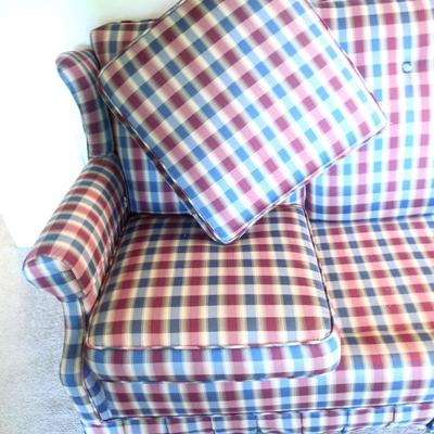 6 Ft. Plaid Wing Side Couch