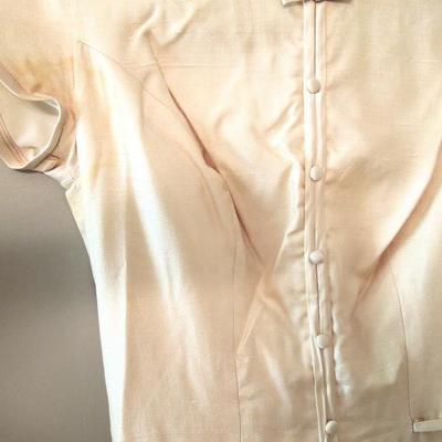 Vintage Tailored Raw Silk Dupioni Off White Wedding Gown