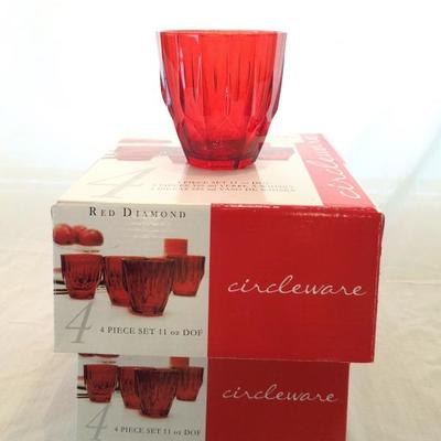 Eight 11 oz. Red Whisky Rocks Glasses.