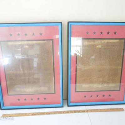 Pair of Large Custom Framed Historical Document