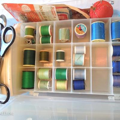 Two 11x16 Plastic Totes Full of Sewing Notions
