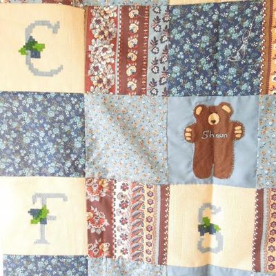 Calico Squares and Embroidery Unfinished Quilt