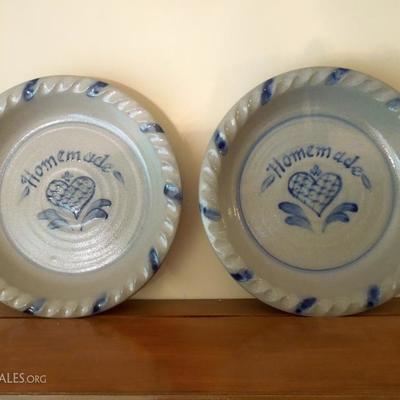 Pair Stoneware Pennsylvania Dutch Pie Plates