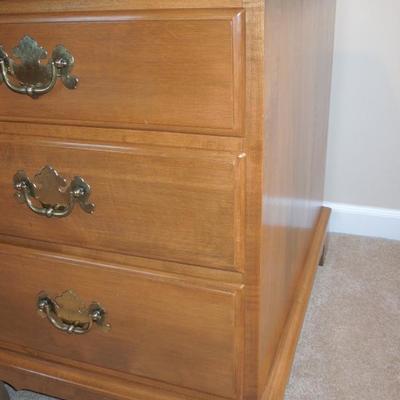 Ethan Allen 3 Drawer Maple Side Table