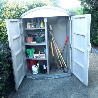 70x50x25 Plastic Storage Shed with Gardening Tools and Chemicals