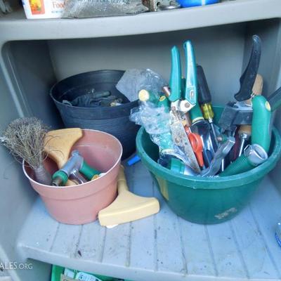 70x50x25 Plastic Storage Shed with Gardening Tools and Chemicals