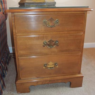 Ethan Allen 3 Drawer Maple Side Table