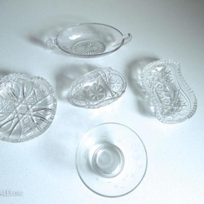 Lot of Small Cut and Etched Glass Dishes