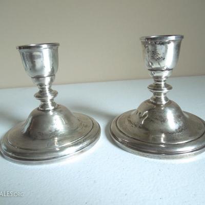 2 Westmoreland 4" Silver Candle Holders