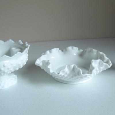 Lot of 3 Milk Glass Pieces