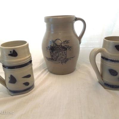 3 pieces Painted Stoneware