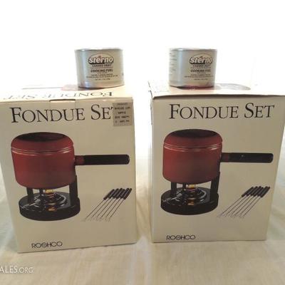 2 Paul Roshco Fondue Sets in Box and Sterno