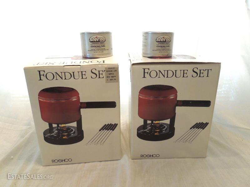 2 Paul Roshco Fondue Sets in Box and Sterno