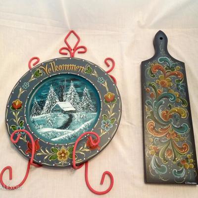 Two Wood Tole Painted Wall Decor