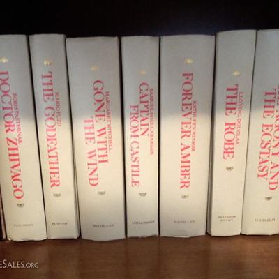 Set of 7 Vintage McMillan Hardback Cloth Classics w/ Brass Bookends