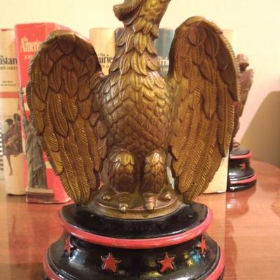 Set of 8 John Jakes Novels and Metal Eagle Bookends