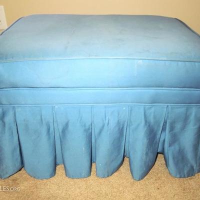 Blue Cloth Pleated Ottoman