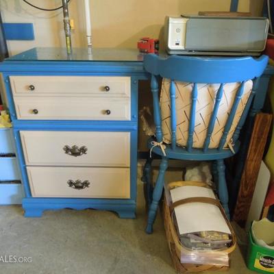 Vintage Painted Wood Secretary Desk and Chair