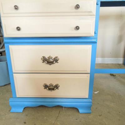 Vintage Painted Wood Secretary Desk and Chair