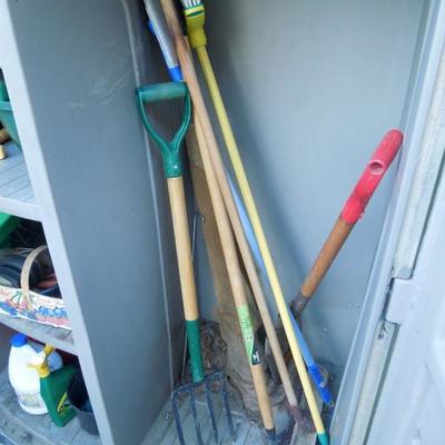 70x50x25 Plastic Storage Shed with Gardening Tools and Chemicals