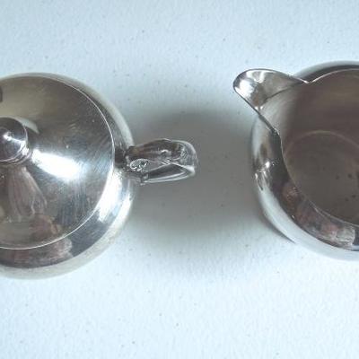 Silver on Copper Norpro Sugar and Creamer