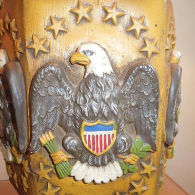 Large Vintage U.S.A. Eagle Theme Lamp with Shade