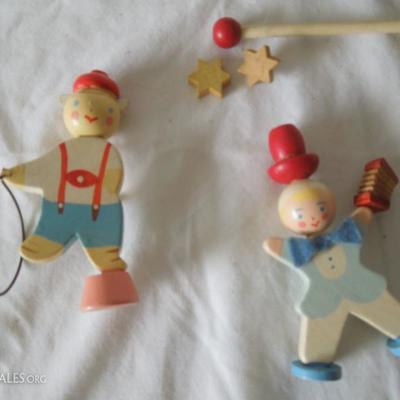 Vintage Wood Circus Crib Mobile in Original Box
