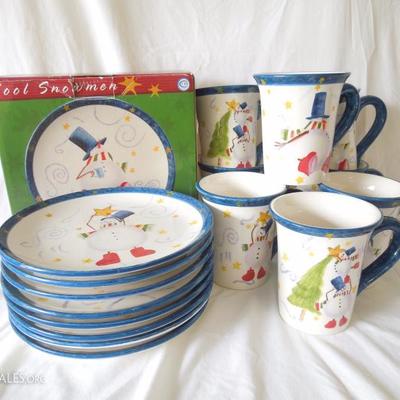 Hand Painted Christmas 8" Plates and 16 oz Mugs