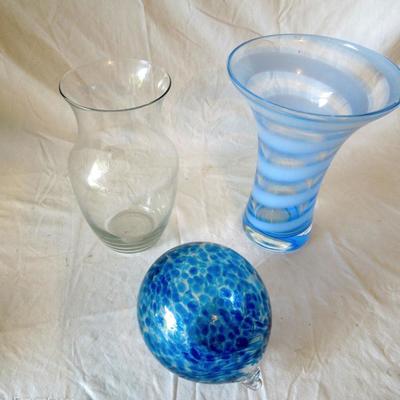 Two Blue Blown Glass Pieces