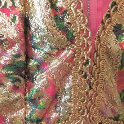 Vintage Poly Silk Gold and Paisley Mini Dress