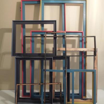 Large Lot of 12 Painted Wood Frames Various Sizes