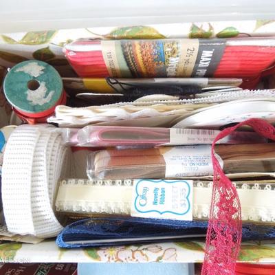 Small Bin of Ribbon and Bric a Brac