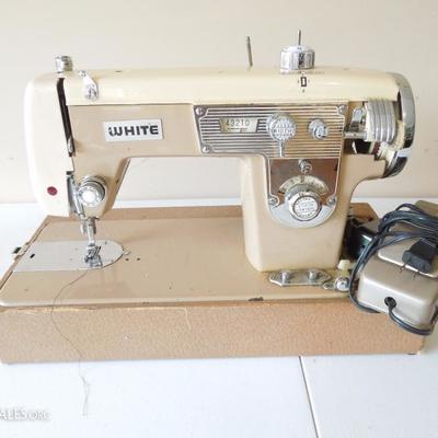 Vintage "White" Metal Case Sewing Machine