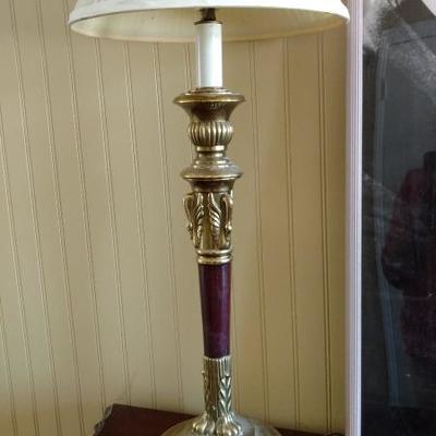 ●Brass & Wood Table Lamp with Shade