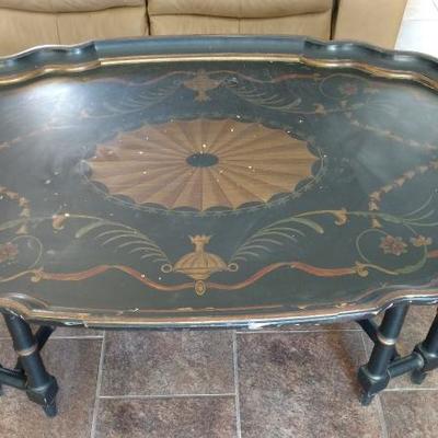 Black and Gold Wooden Coffee Table 